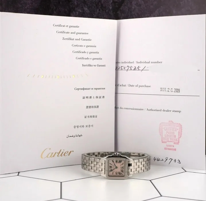 ????️ Montre Cartier Santos Demoiselle 20 mm Acier Cadran Rose Nacré – Réf. 2698
